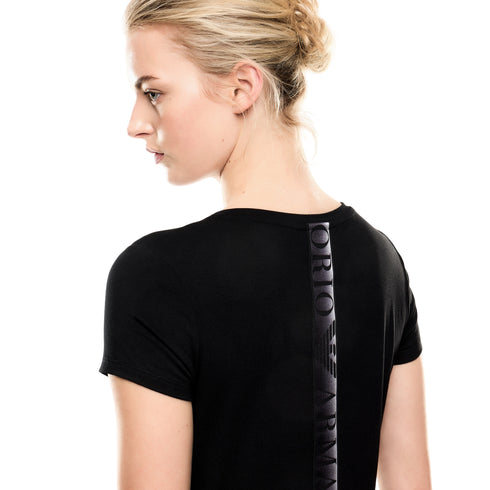 T-shirt Donna a girocollo, con patch logo frontale e fettuccia logata posteriore
